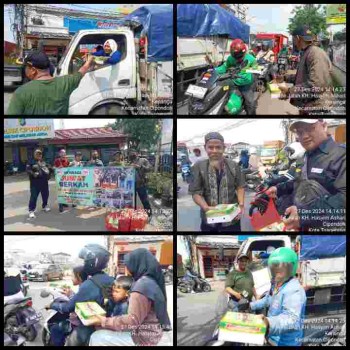 Sasaran FWJI Tangkot Jum'at berkah,kali ini fokus pada pelayanan jasa umum seperti tukang ojek online, supir angkot dijalan raya