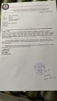 Dugaan Pekerjaan Fiktif Bernilai Fantastis Seret Kepala Desa ke Kejaksaan Tinggi Banten