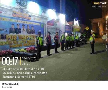 Personel Pos Terpadu Citra Raya Gelar Apel Malam Operasi Ketupat Maung 2026