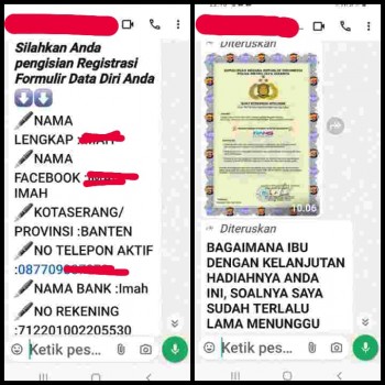 Lagi Terjadi,Diduga Iming-Iming Hadiah Hingga Puluhan Juta Rupiah, Seorang Warga di Ciomas,Serang Banten Berakhir Gigit Jari