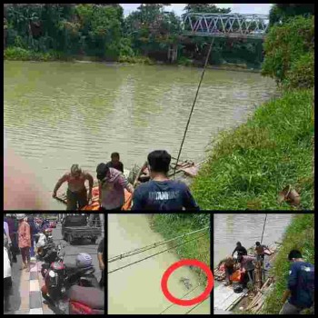 Geger ! Penemuan Mayat Mengambang Di Aliran Sungai, Diduga Penasaran Warga Cijoro Berbondong-Bondong Menyaksikan Proses Evakuasi