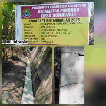 DIDUGA LEMAH PENGAWASAN, PEKERJA'AN SPAL U-DITCH DI KAMPUNG KRAMAT SUKAWALI DISOROT

