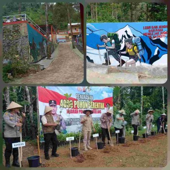 Pengelola Gunung Pulo Sari - Gandeng Polres Pandeglang Tanam 4.000 Pohon Dukung Gerakan Indonesia Asri
