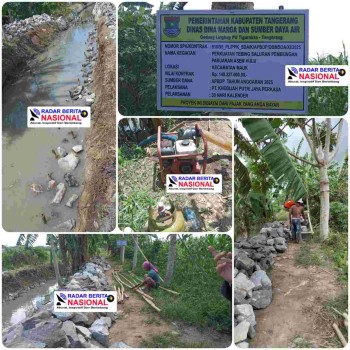 DIDUGA ASAL JADI, PROYEK PERKUATAN TEBING DI DESA BUARAN ASEM-MAUK KAB TANGERANG TANPA K3 DAN TANPA PENGAWASAN !!

