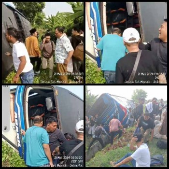 Lagi Mobil Bus Diduga Terguling,

Supir: Mati Mesin Pas Ditol Lajur 2 