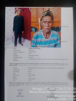 Arsan Al Wahyudin Lansia 83 Tahun yang Dilaporkan Hilang di Sepatan Berhasil Ditemukan di Kawasan Bundaran Mauk, Minggu Malam !

