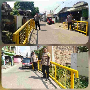 Pastikan Keselamatan Warga, Polsek Cikupa Monitoring Kondisi Jembatan Desa Talaga