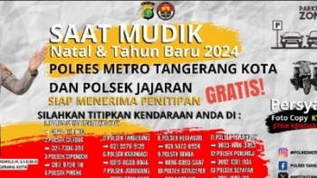 MUDIK NATAL 2023 DAN TAHUN BARU 2024  ( NATARU ) WARGA BISA MENITIP KENDARAAN GRATIS DI POLRES METRO TANGERANG KOTA DAN POLSEK 