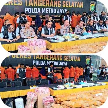 Polres  Tangerang- Selatan ungkap jaringan Narkoba  antar Pulau dan Internasional, 15 Tersangka Diamankan
