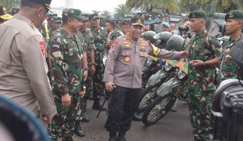 KAPOLRI ,PANGLIMA TNI BERSAMA  DANKORMAR CEK KESIAPAN PASUKAN PENGAMANAN PEMILU 2024