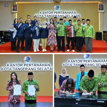 MOU Pensertipikatan Tanah Wakaf untuk Masjid dan Mushola Kantah Tangsel dengan DMI